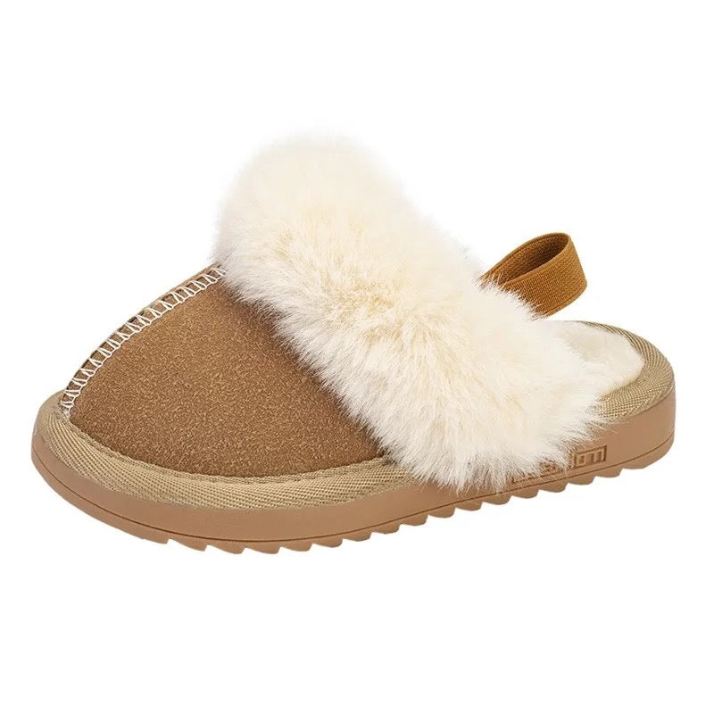 Fluffy hard sole slippers