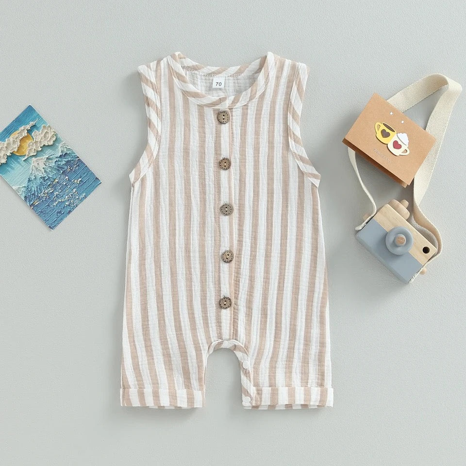 The beige striped romper