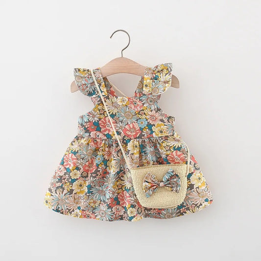 The flower dress and bag set