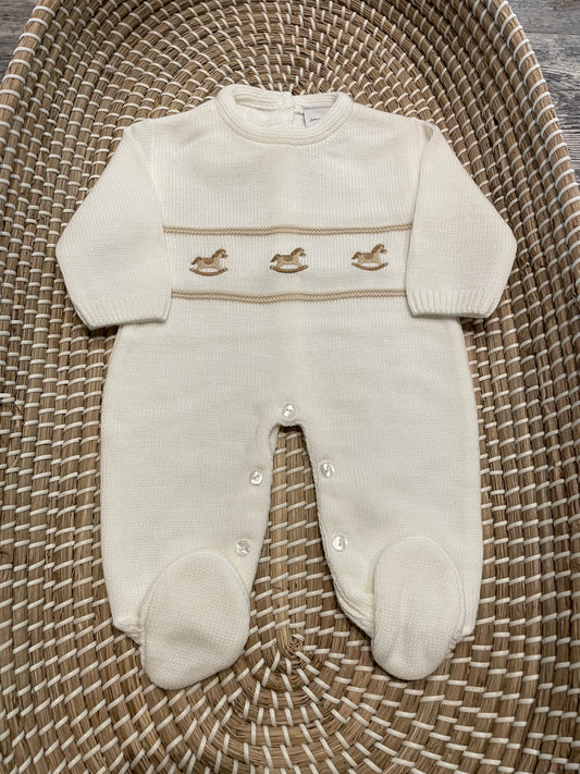 The rocking horse knitted onesie