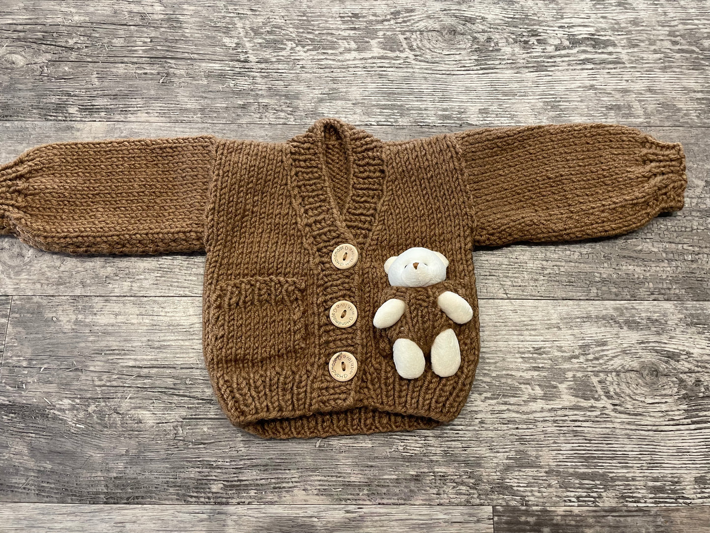 Chunky hand knitted teddy cardigan