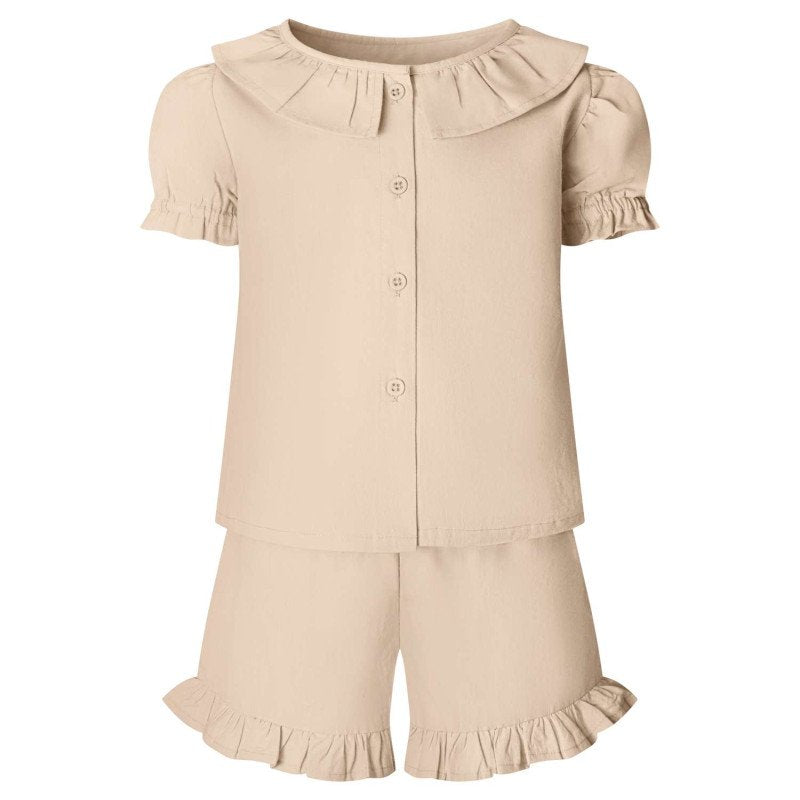 Cotton frill shorts set