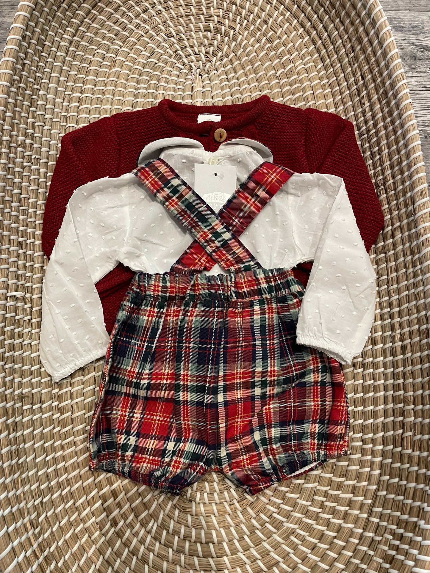 Red and tartan 3pc boys set