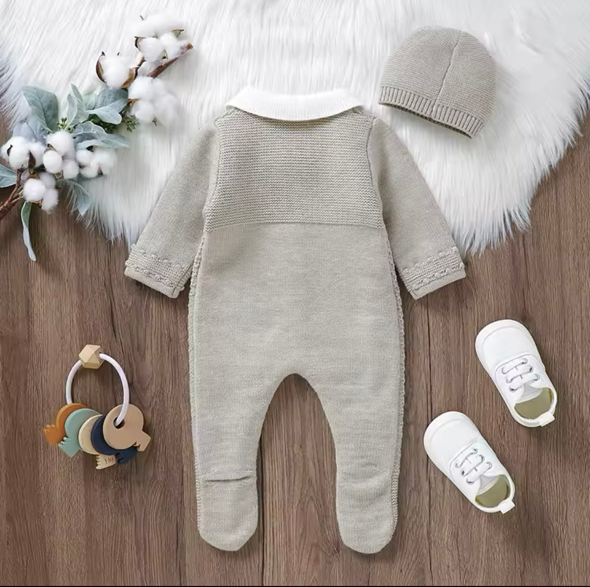 Grey knitted onesie