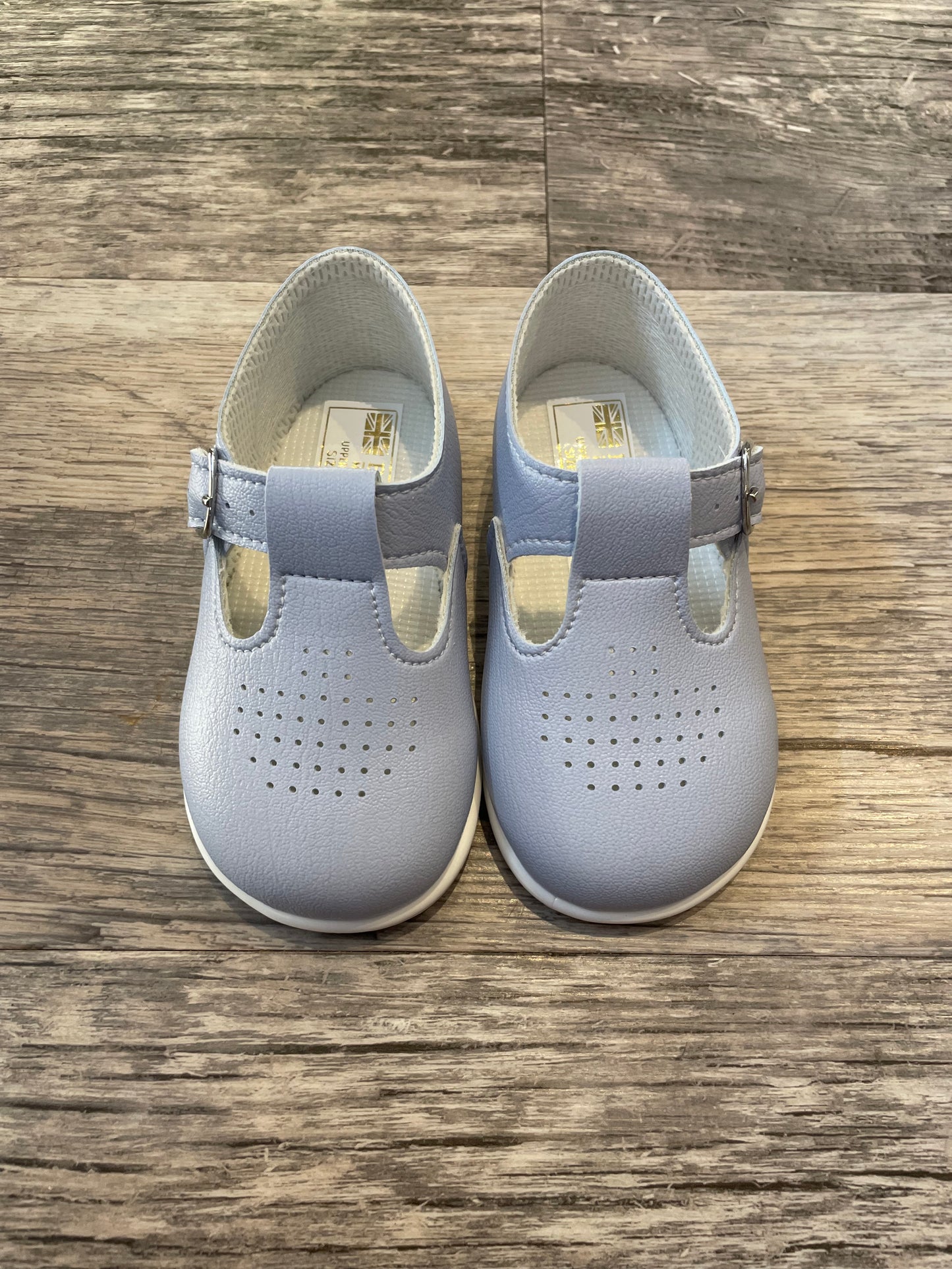Baby blue hard sole shoes