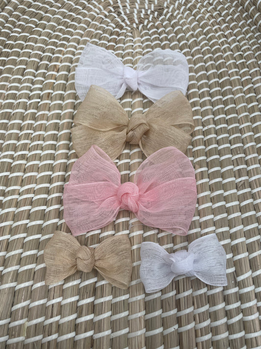 Soft sinamay bow clips