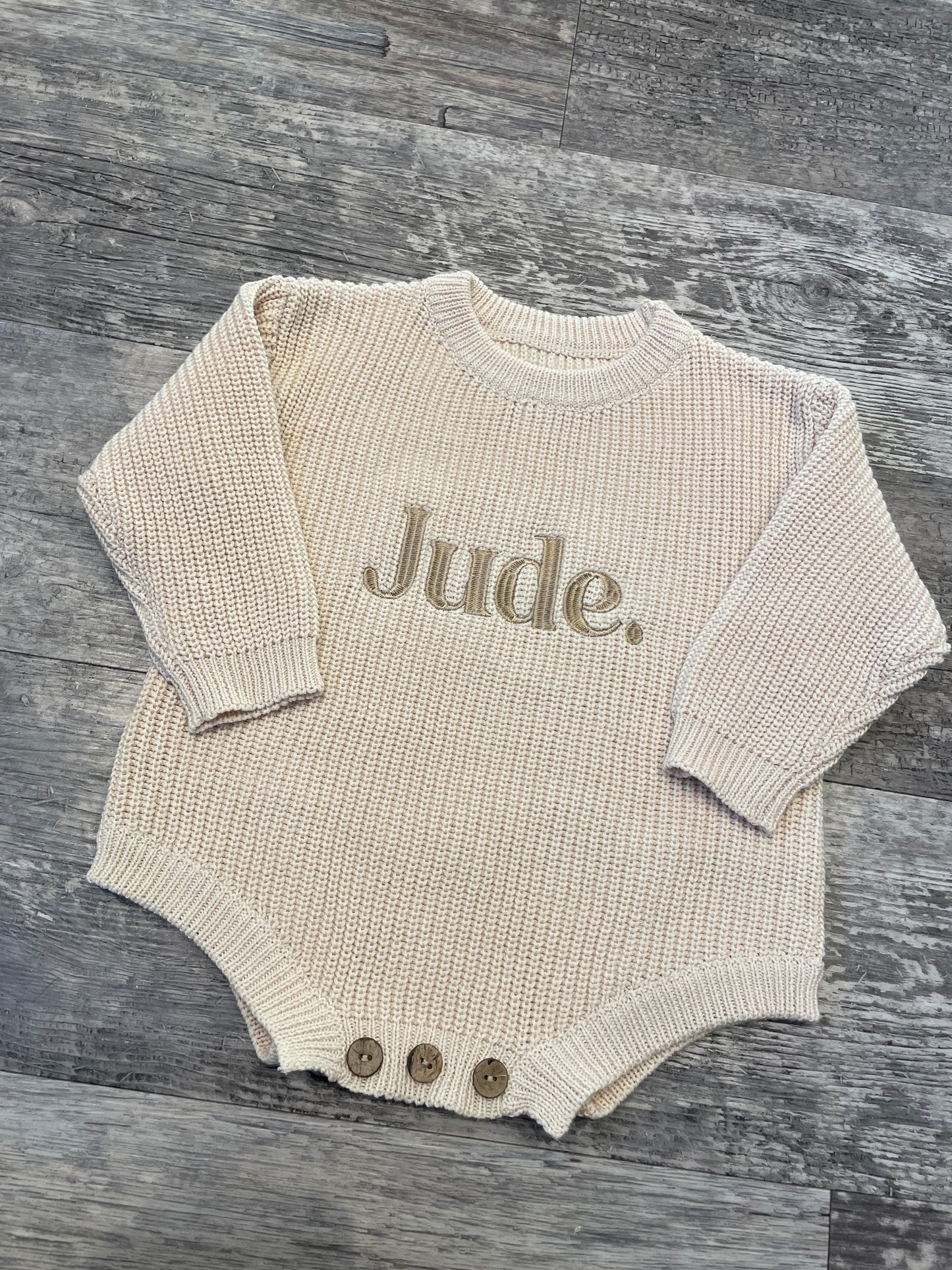 Personalised knitted rompers