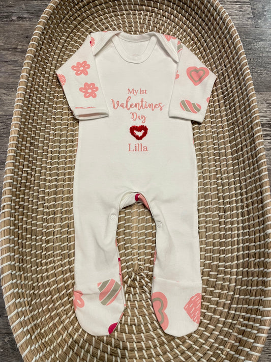 Personalised valentines sleepsuits