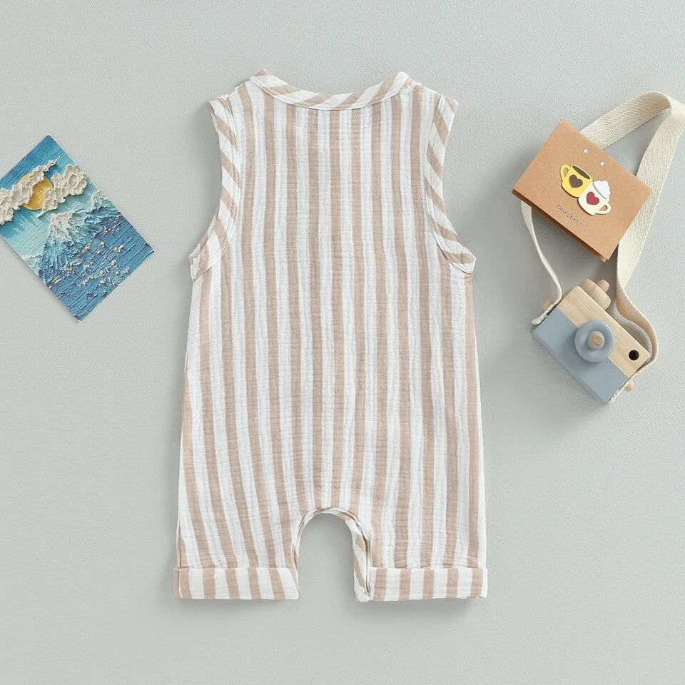 The beige striped romper