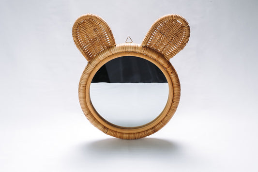 Rattan bear mirror