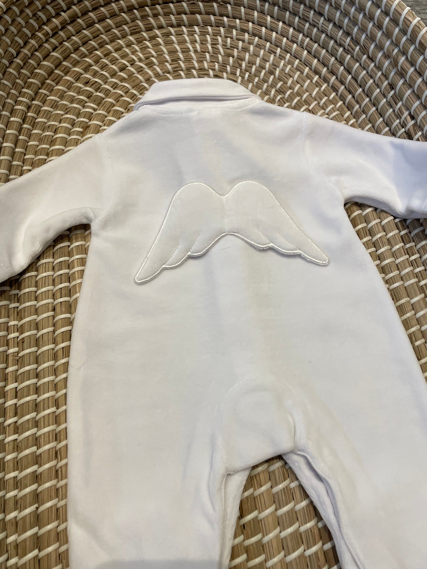 Personalised Angel wings white cotton sleepsuit
