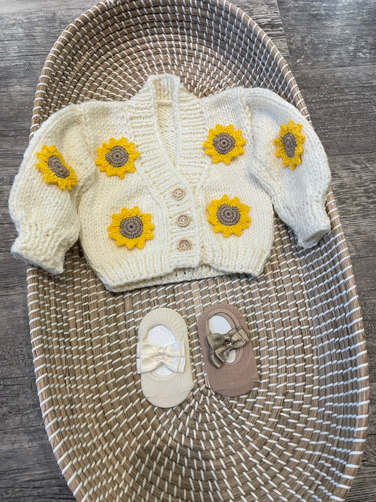 Chunky hand knitted Sunflower cardigan