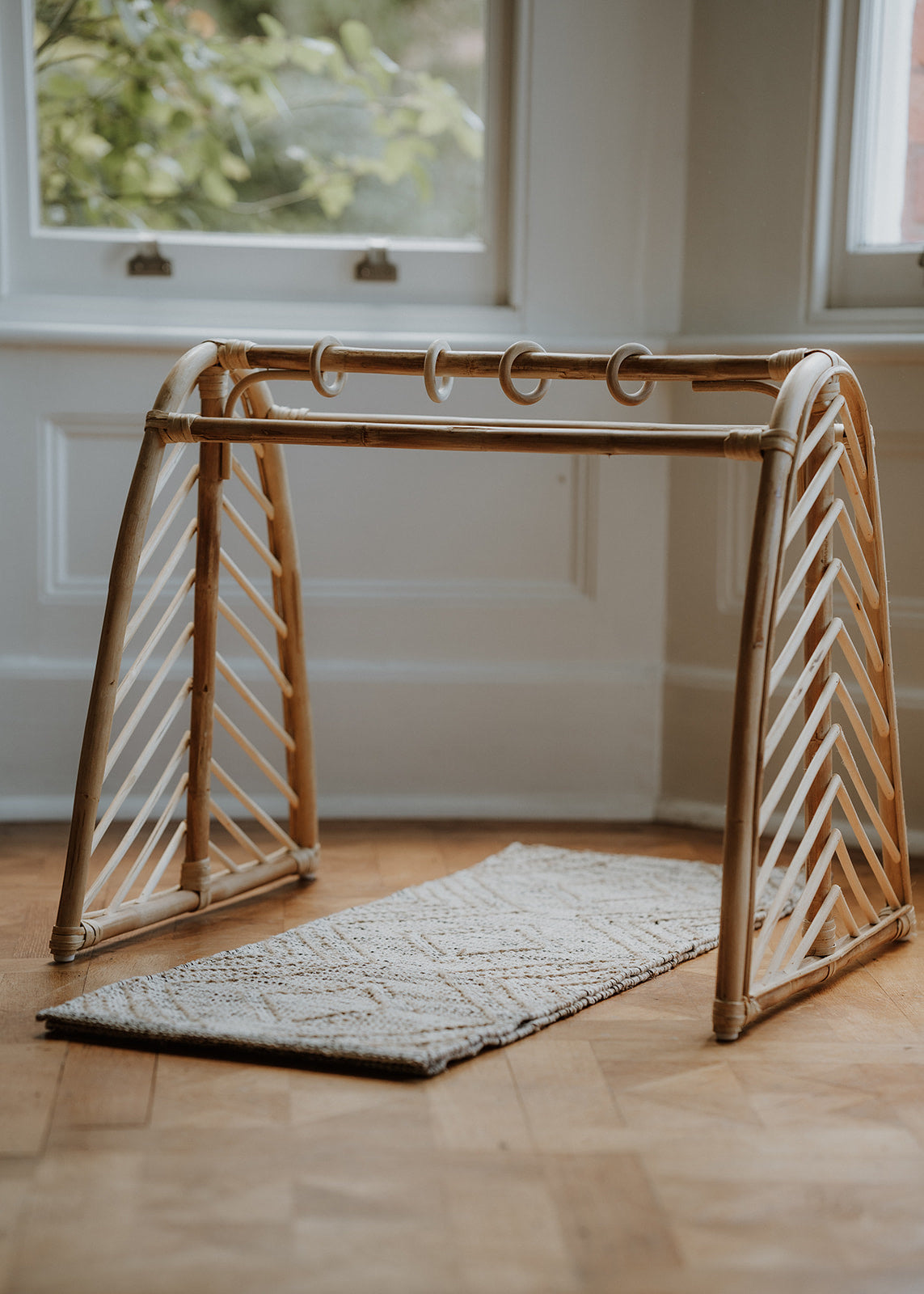 Rattan baby play gym (no toys included)