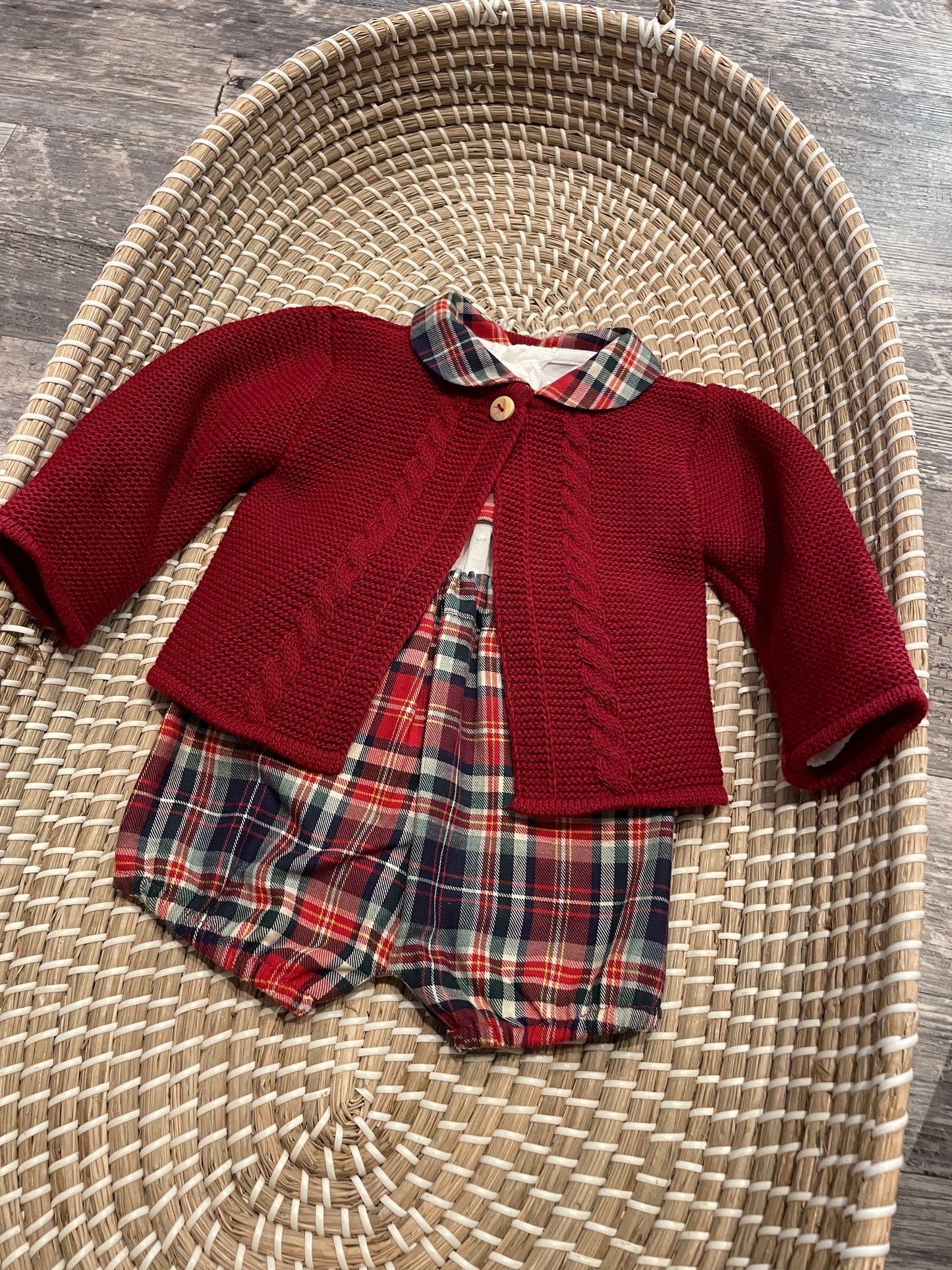 Red and tartan 3pc boys set