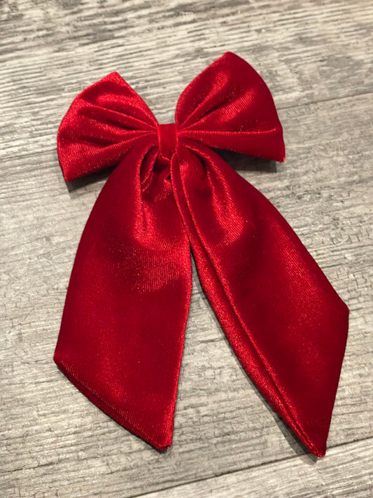 Red velvet long tail bow