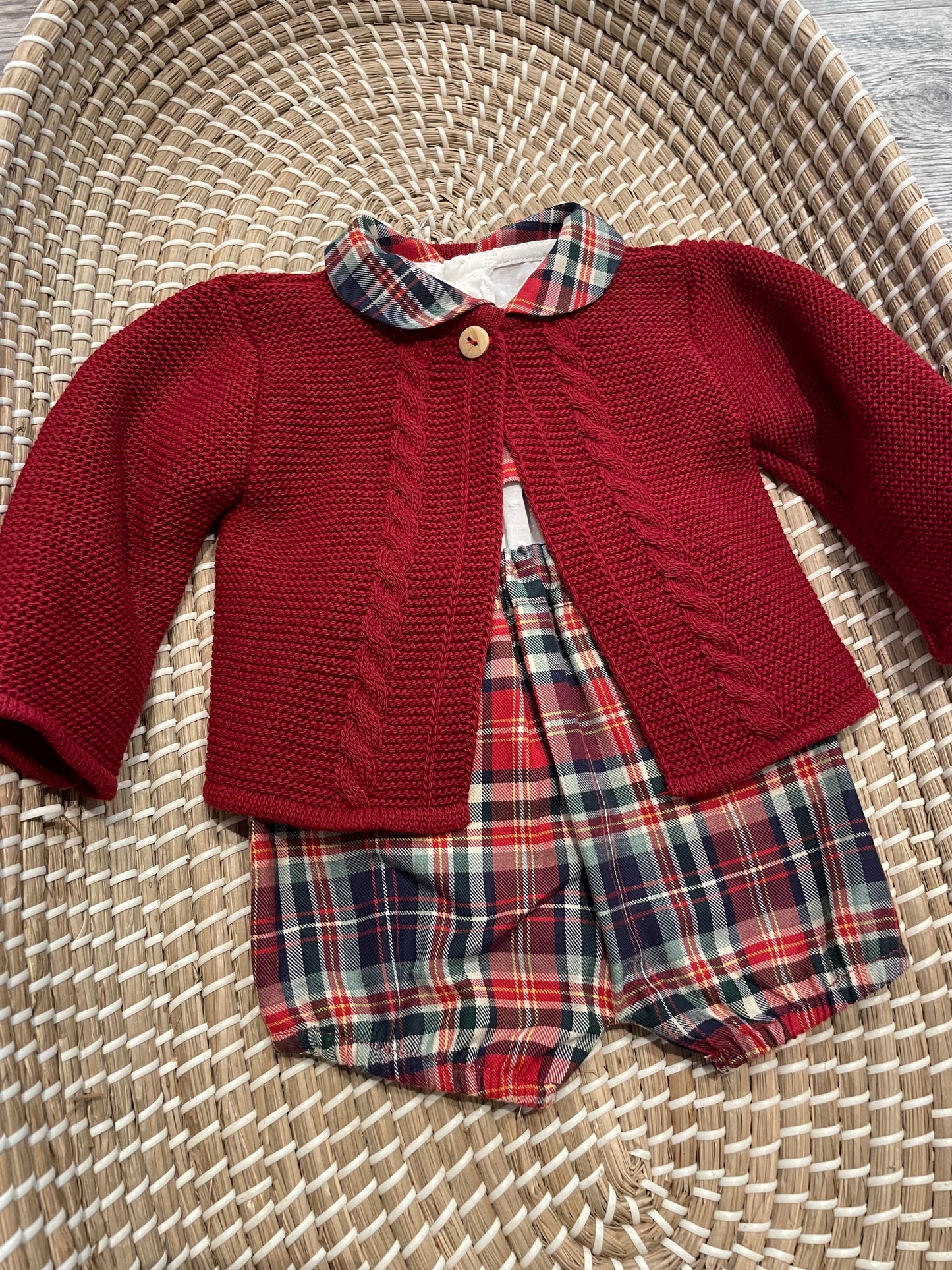 Red and tartan 3pc boys set