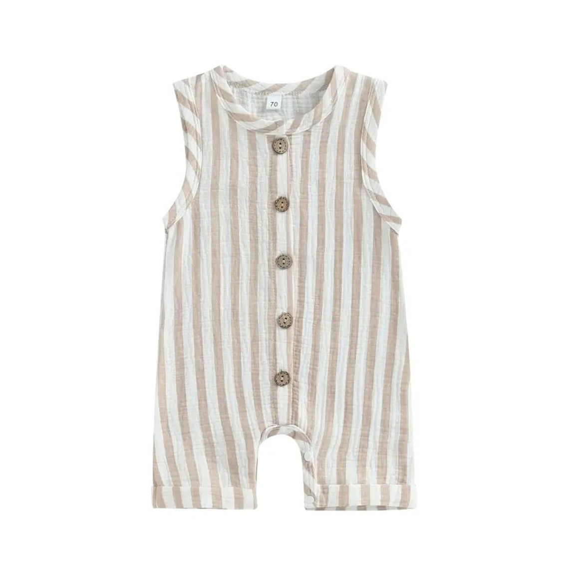 The beige striped romper