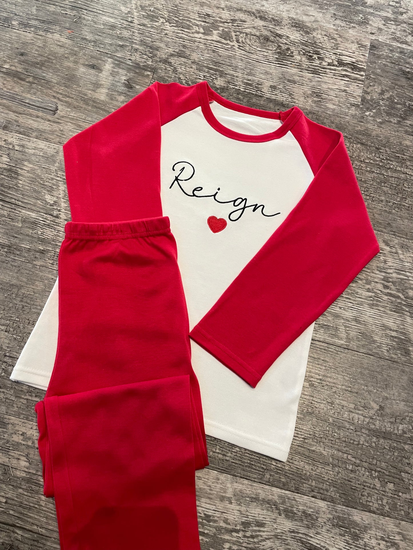 Personalised red & white pyjamas