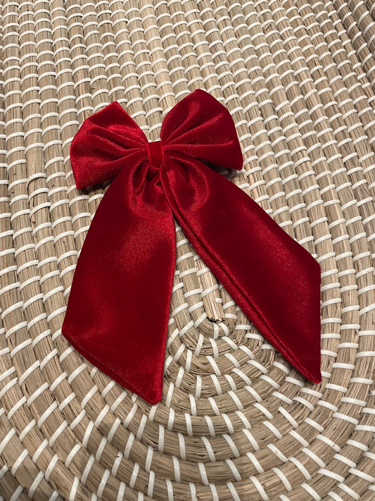 Red velvet long tail bow