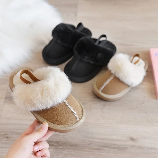 Fluffy hard sole slippers