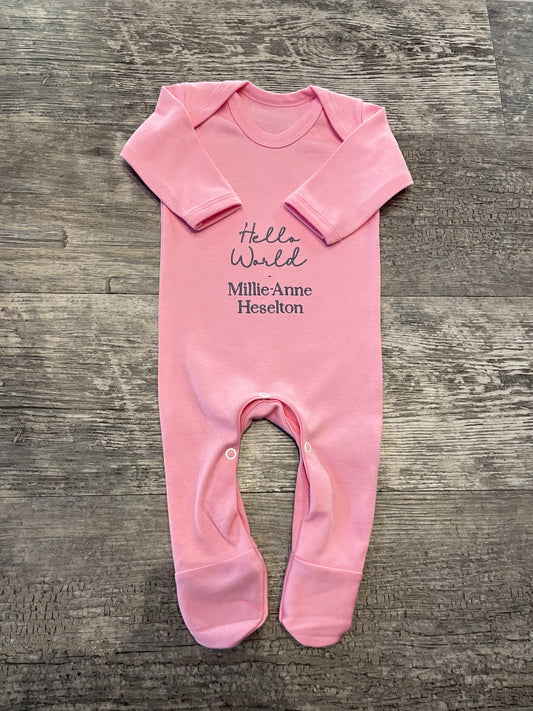 Personalised plain chest sleepsuit