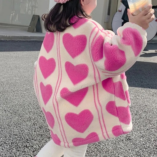 Pink heart fleece