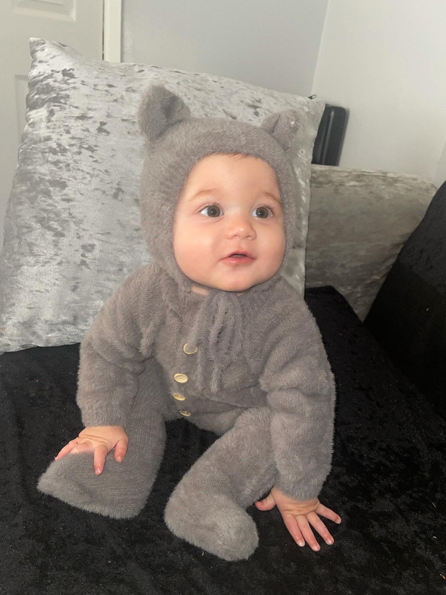 Grey fluffy onesie