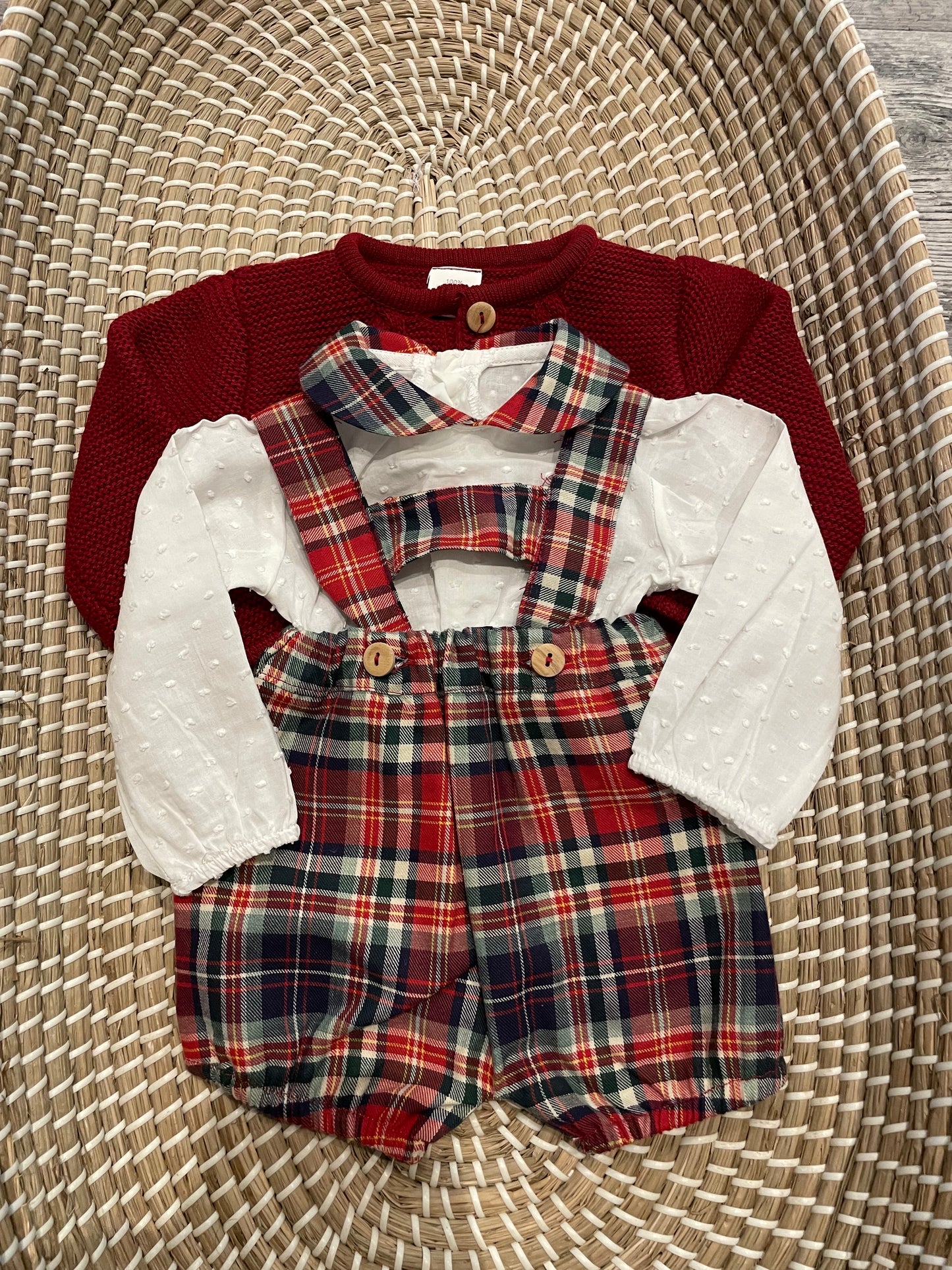 Red and tartan 3pc boys set