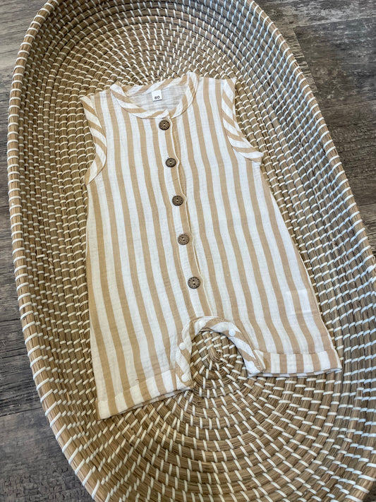 The beige striped romper