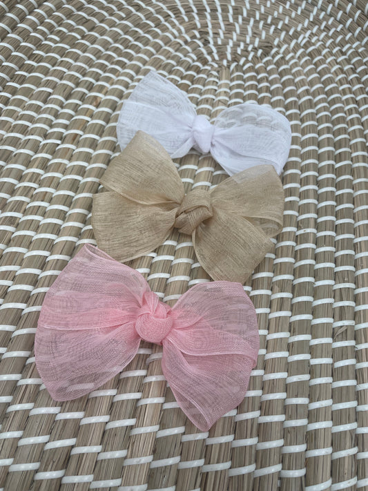 Soft sinamay bow clips