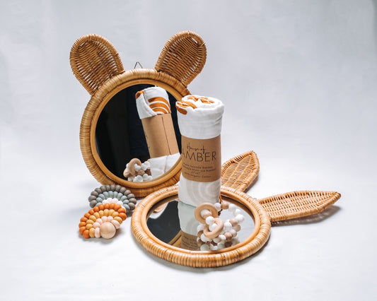 Rattan bear mirror