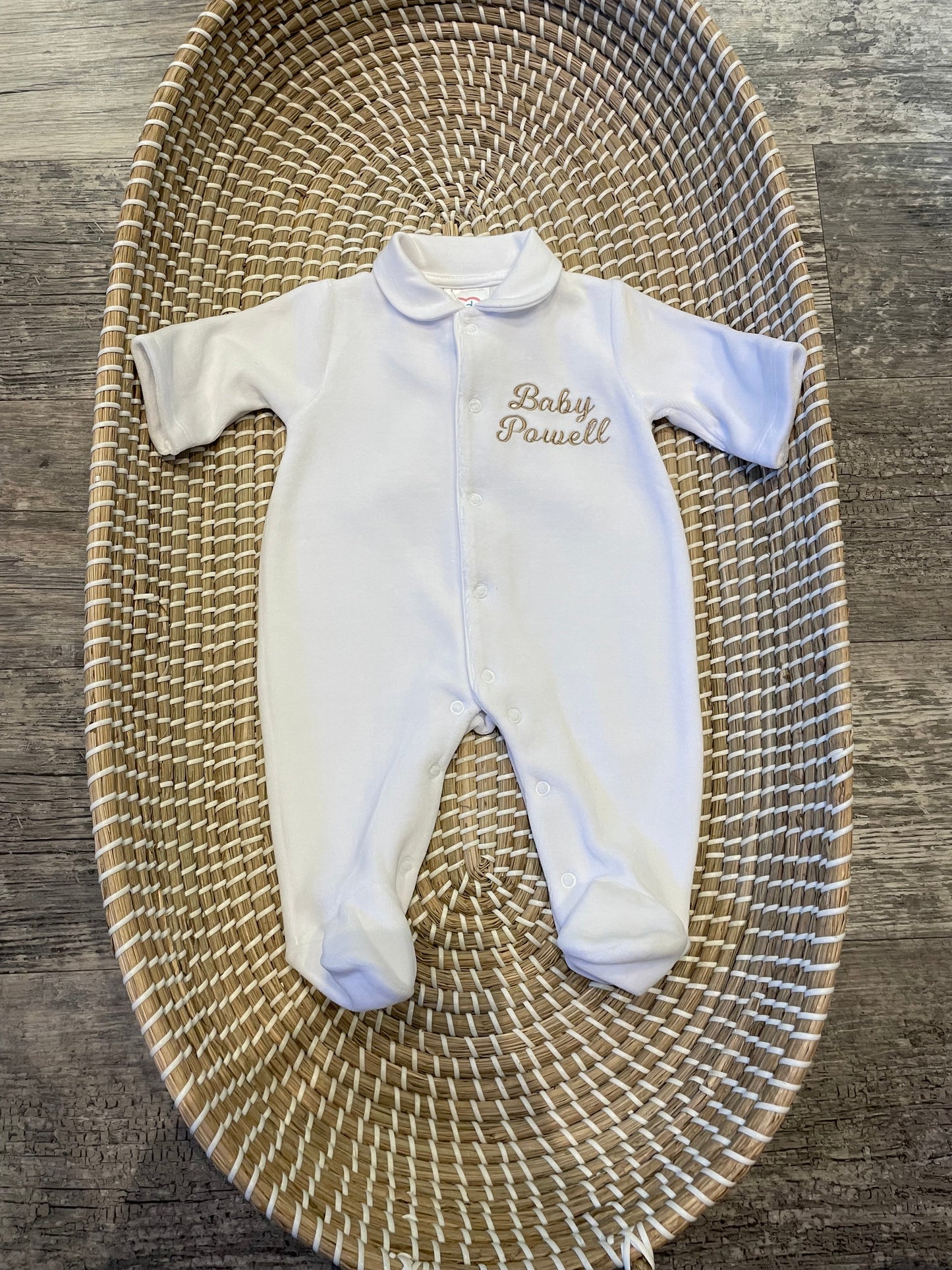 Personalised Angel wings white cotton sleepsuit