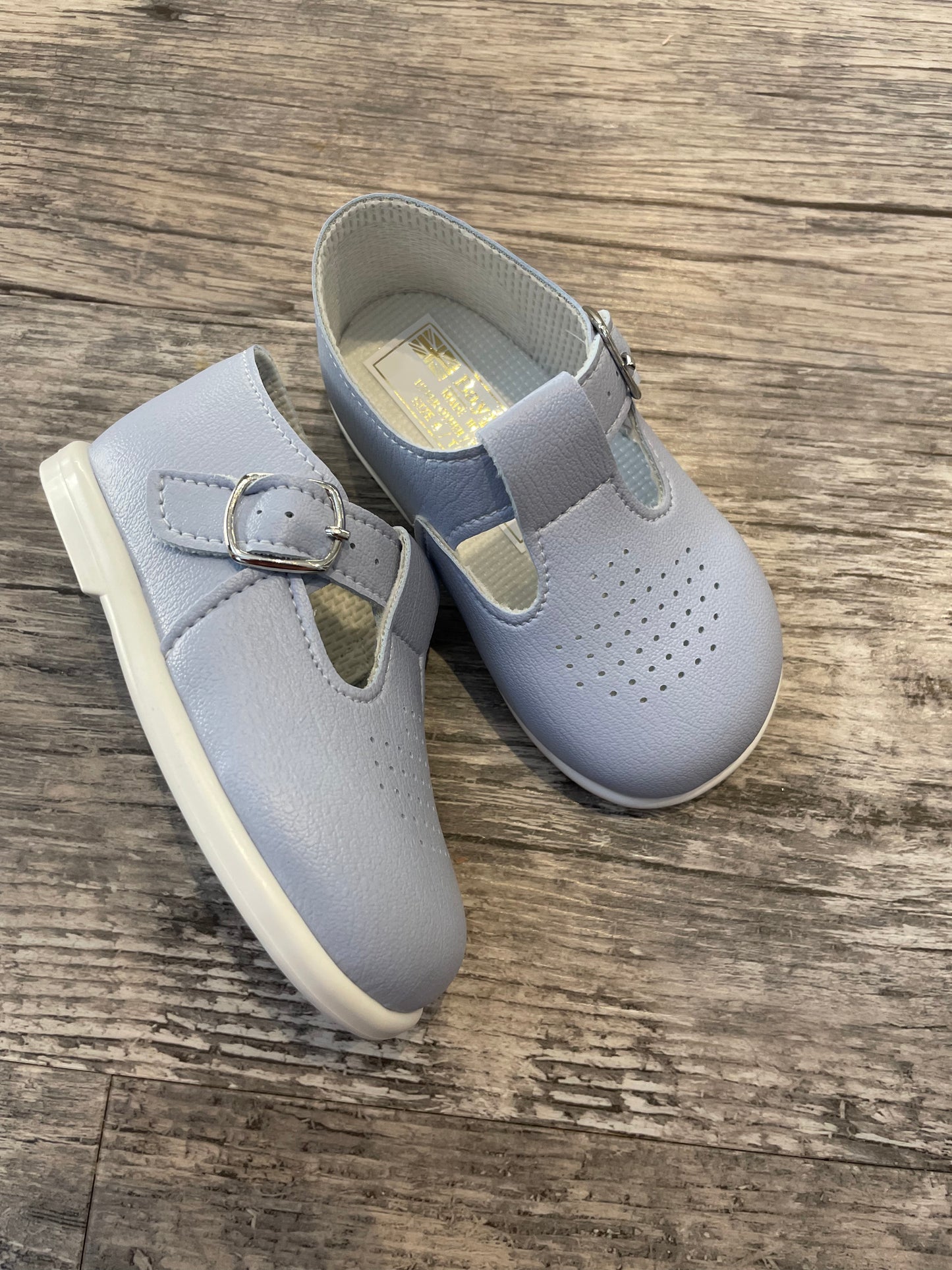 Baby blue hard sole shoes