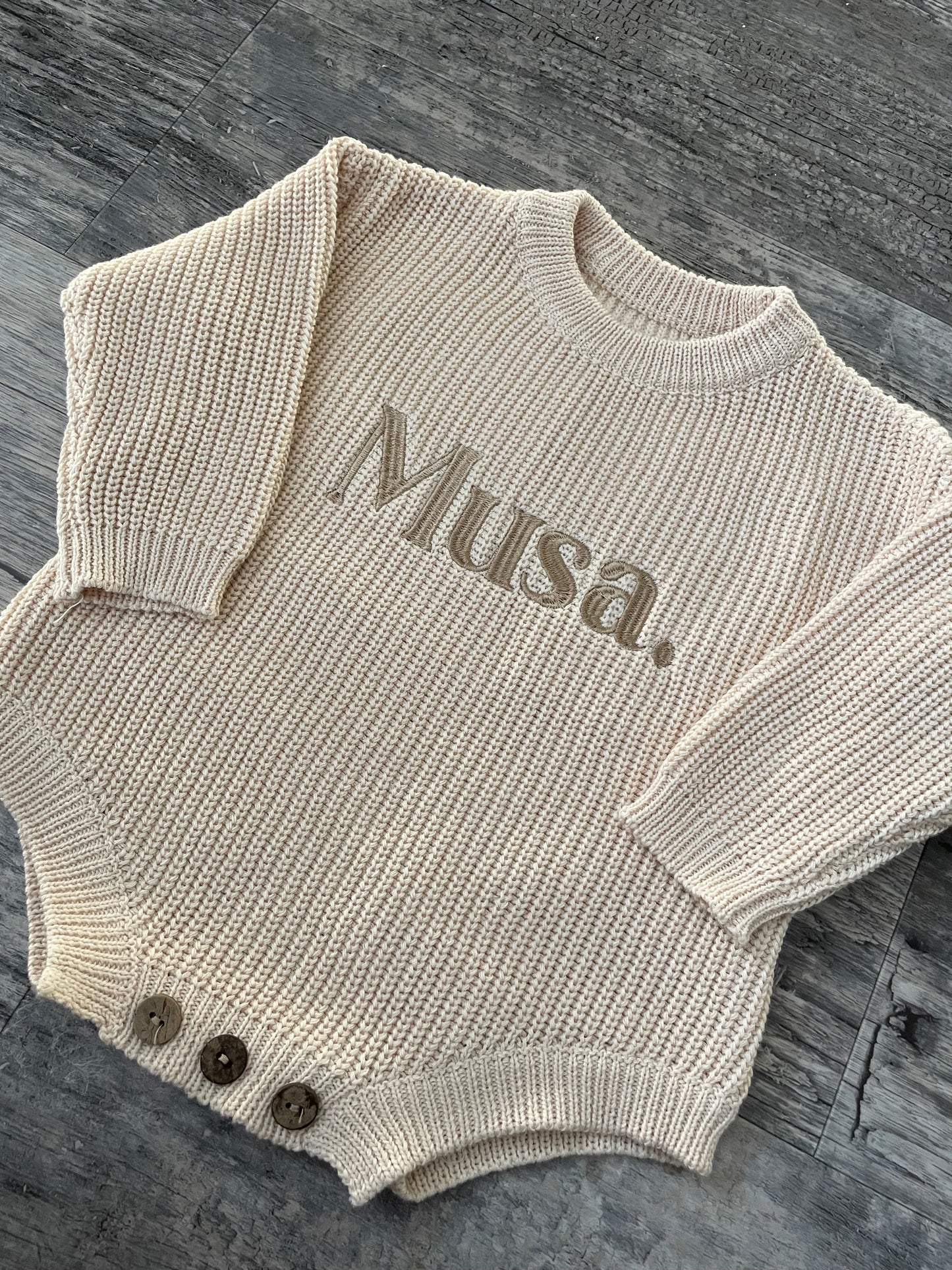 Personalised knitted rompers