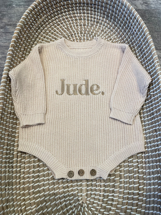 Personalised knitted rompers