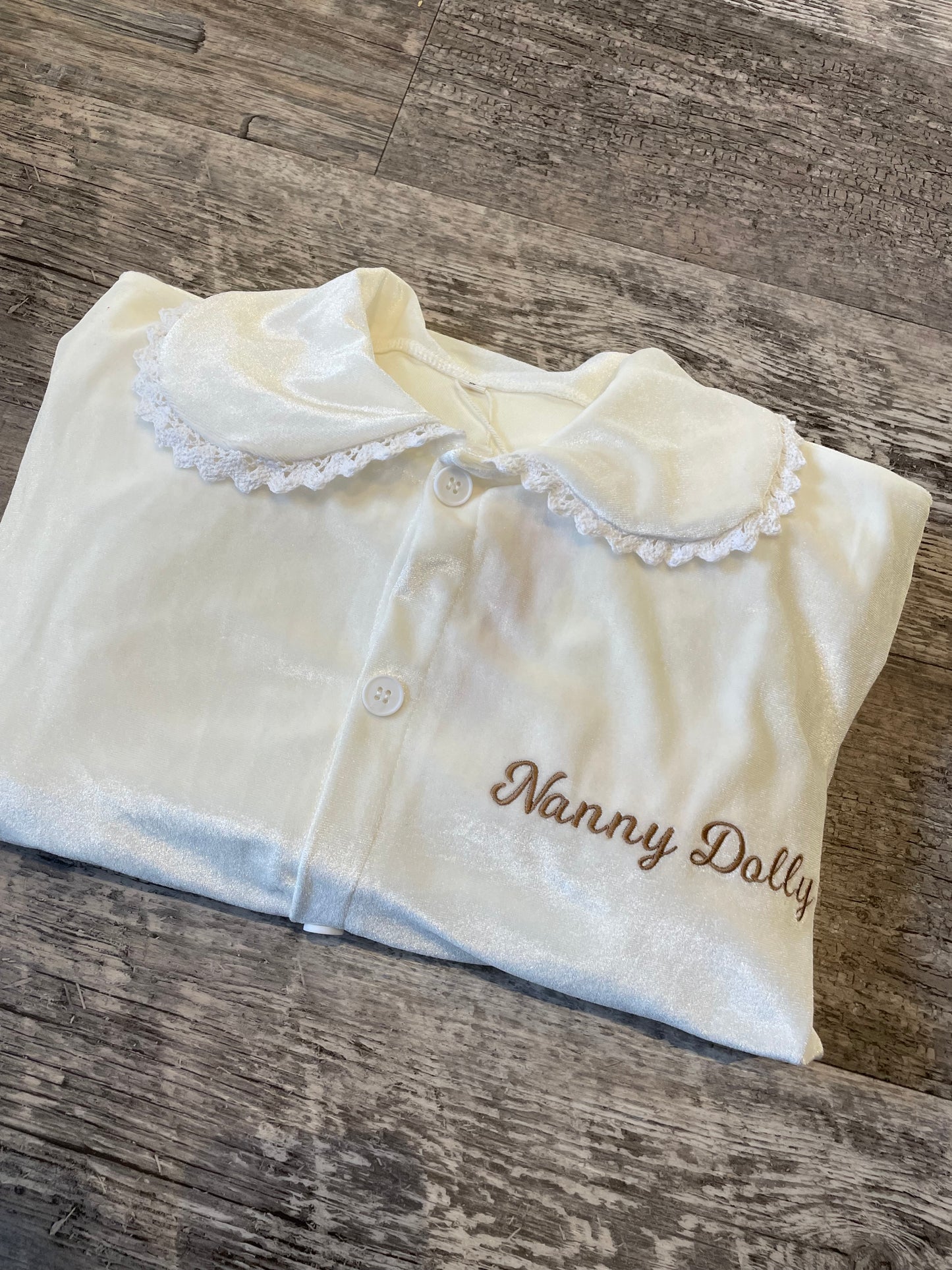 Personalised luxury white velvet girls pyjamas