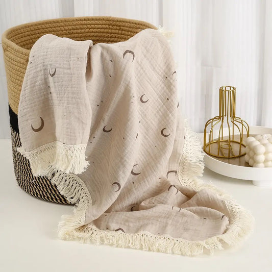 Moon swaddle tassel blanket