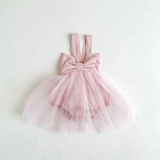 Pink bow romper