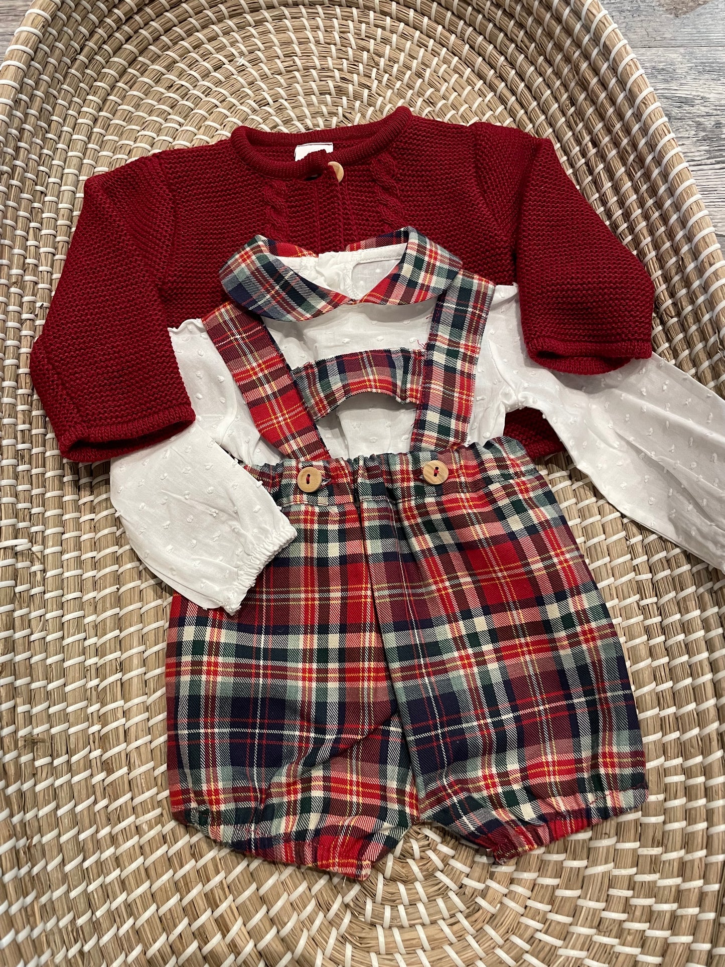 Red and tartan 3pc boys set