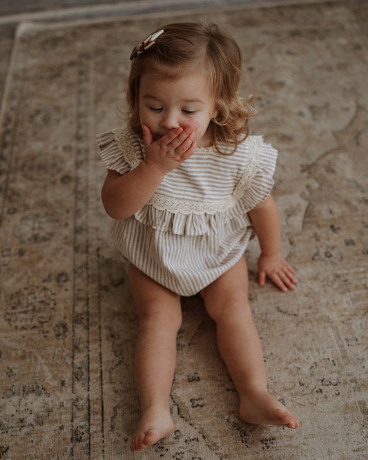 Cream & Beige striped romper