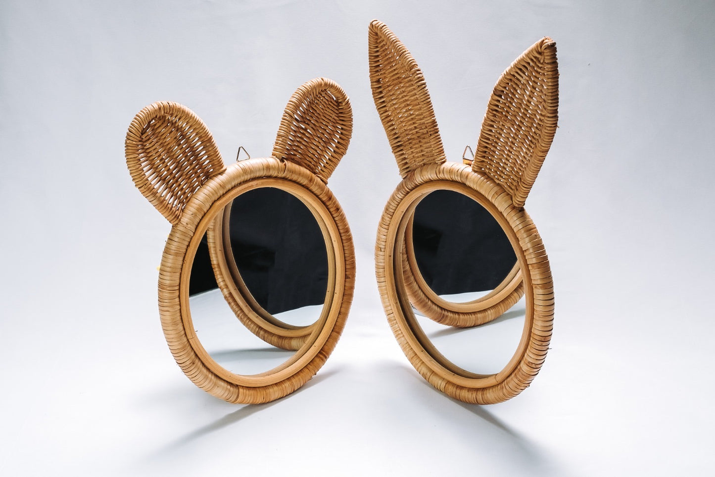 Rattan bunny mirror