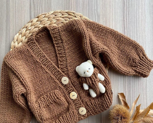 Chunky hand knitted teddy cardigan