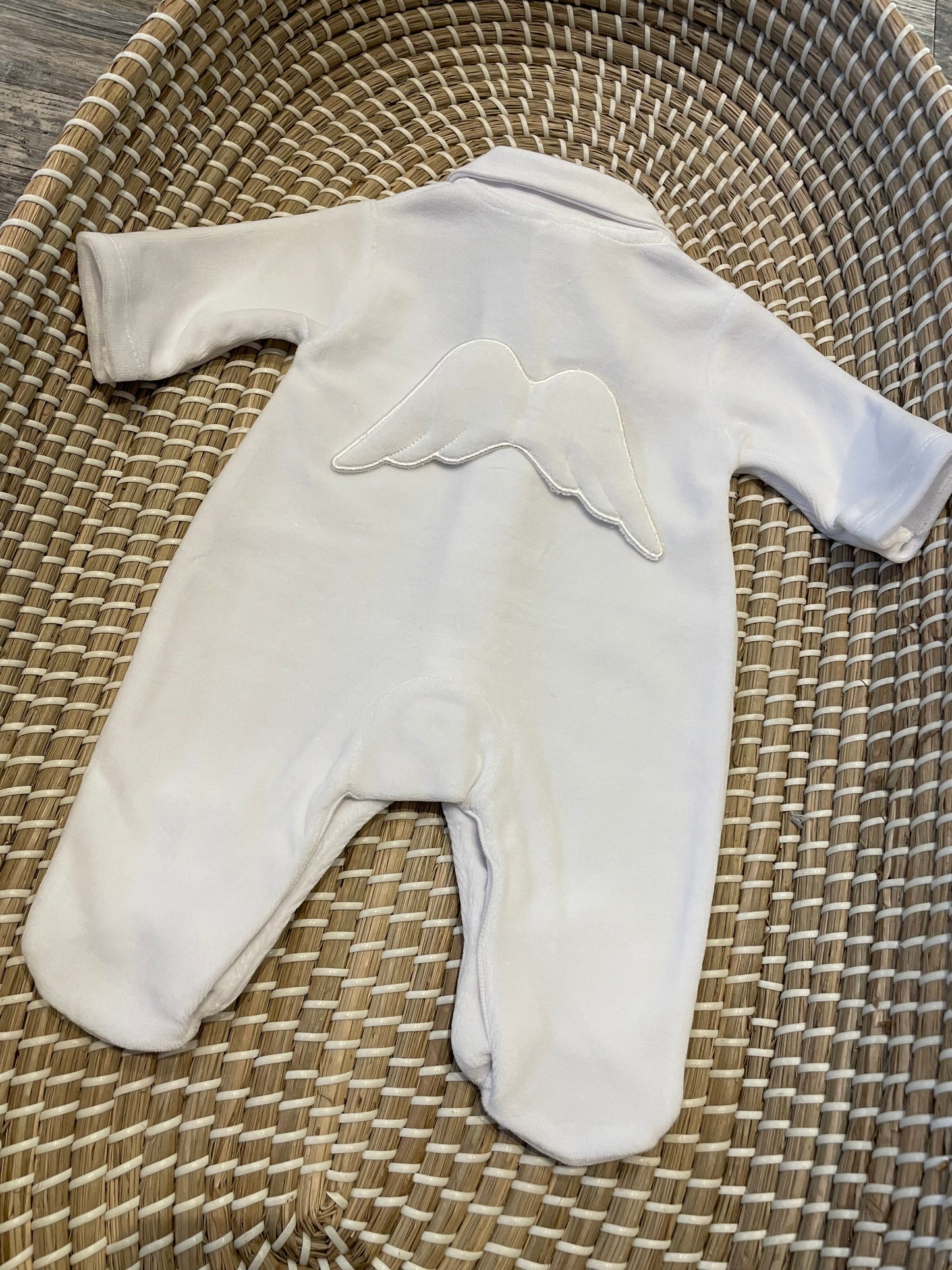 Personalised Angel wings white cotton sleepsuit