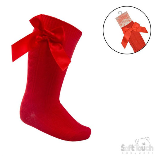 Red knee high bow socks