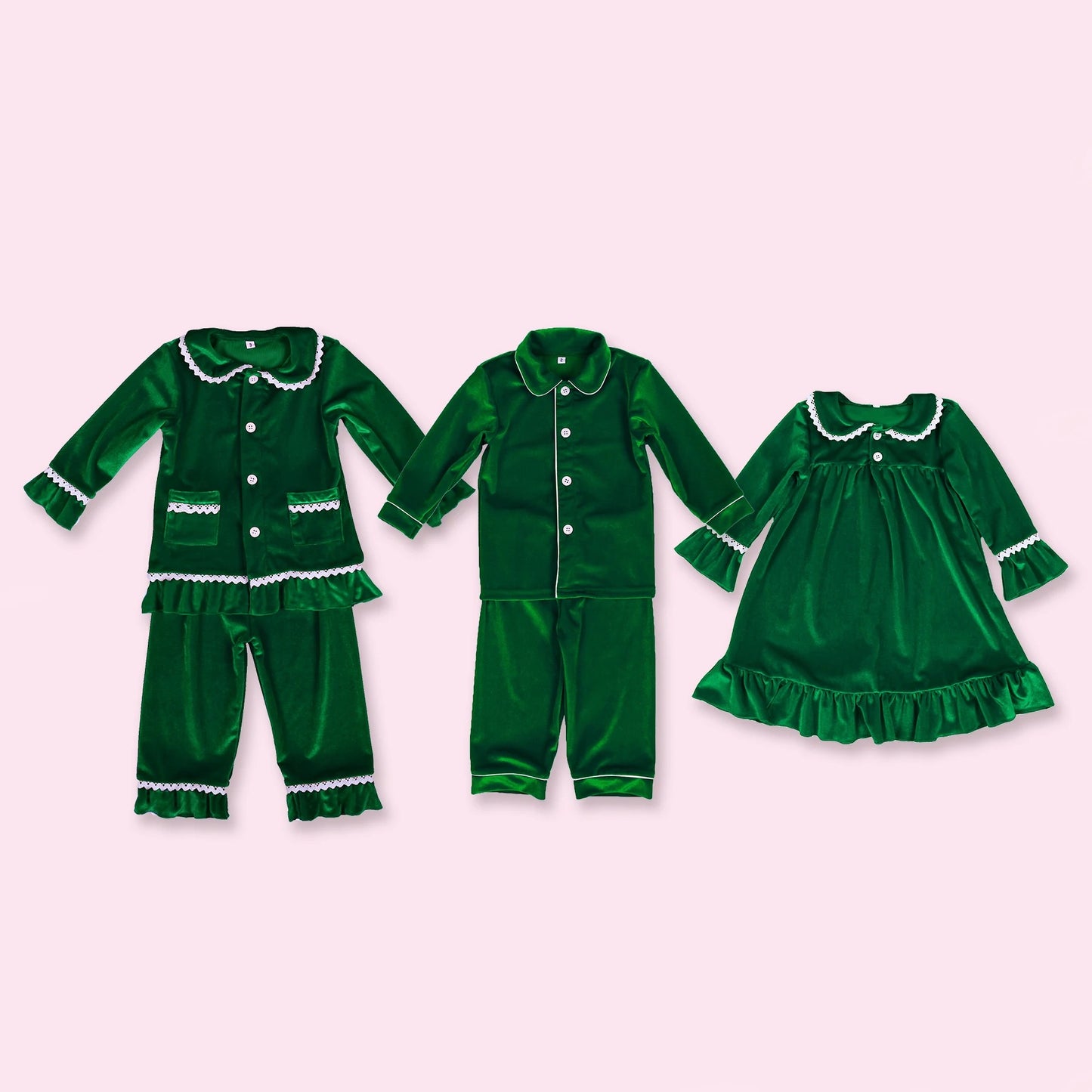 Personalised luxury green velvet boys pyjamas