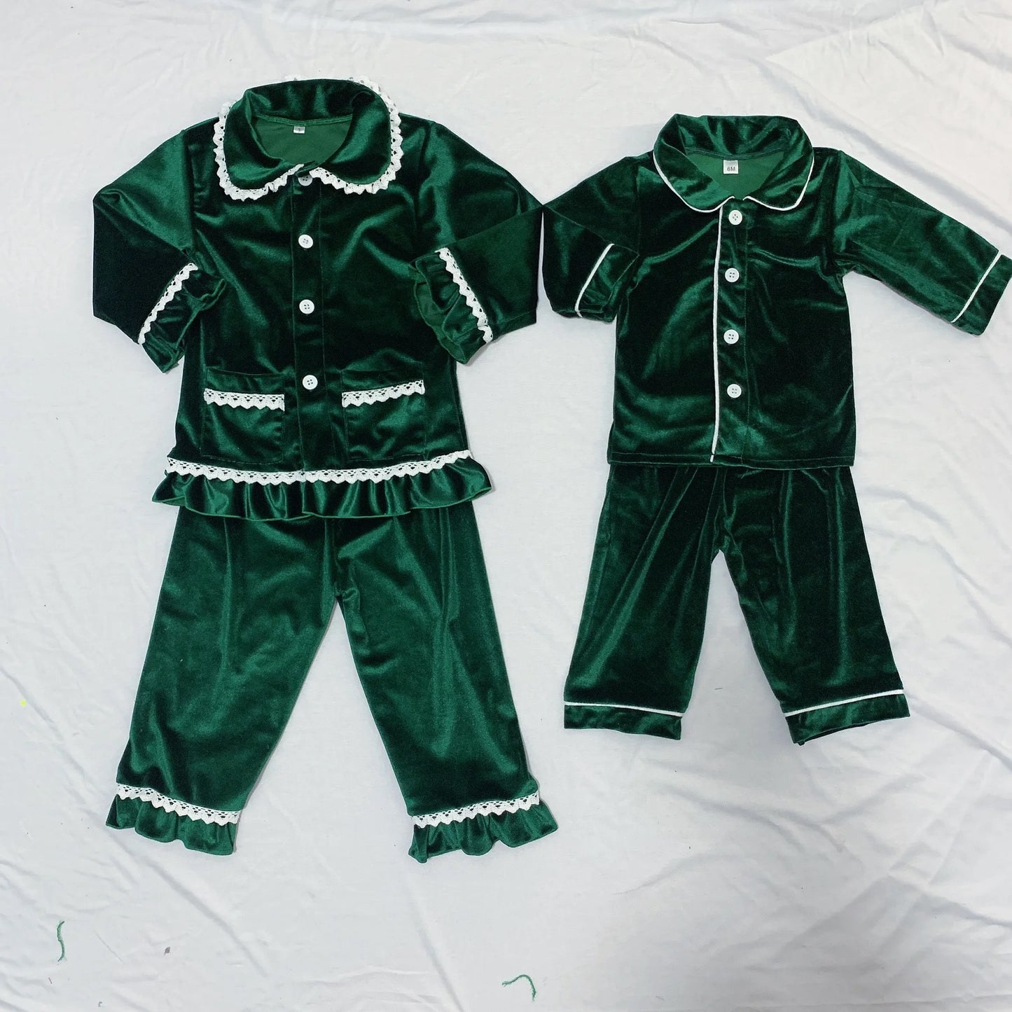 Personalised luxury green velvet boys pyjamas