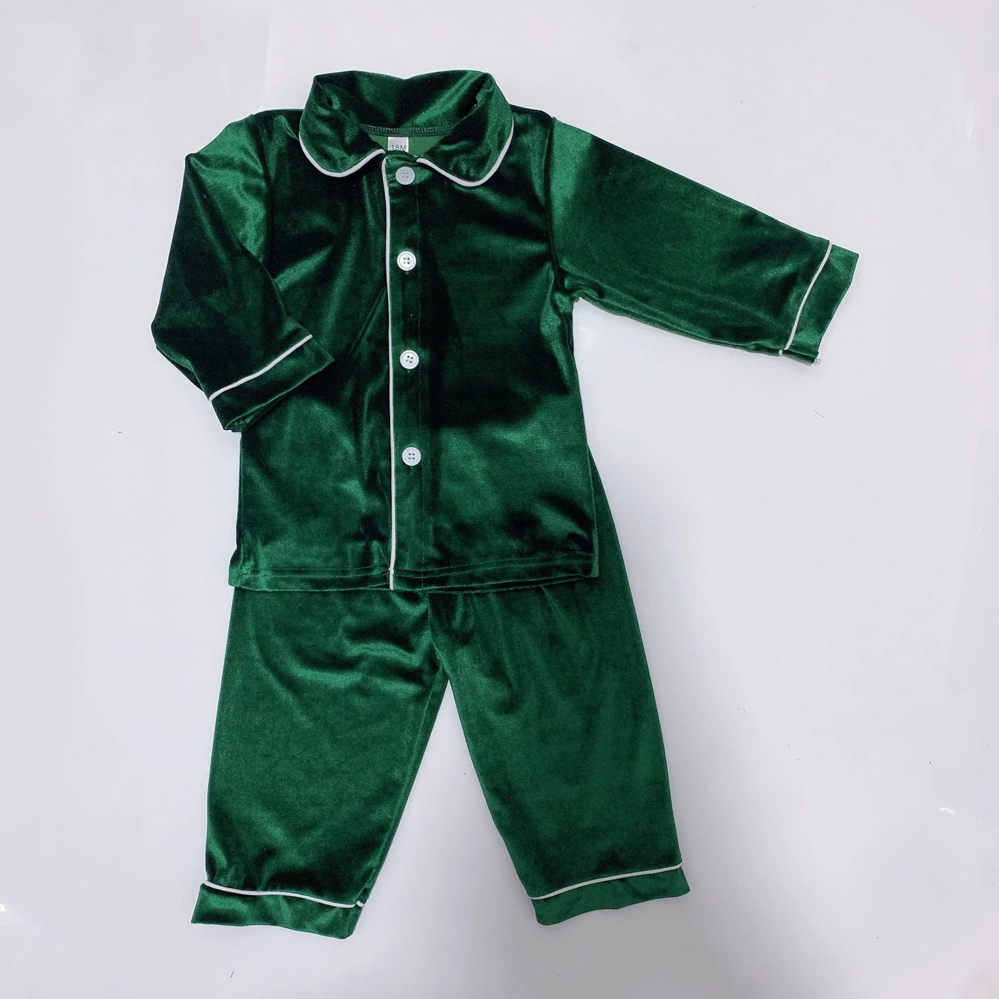 Personalised luxury green velvet boys pyjamas