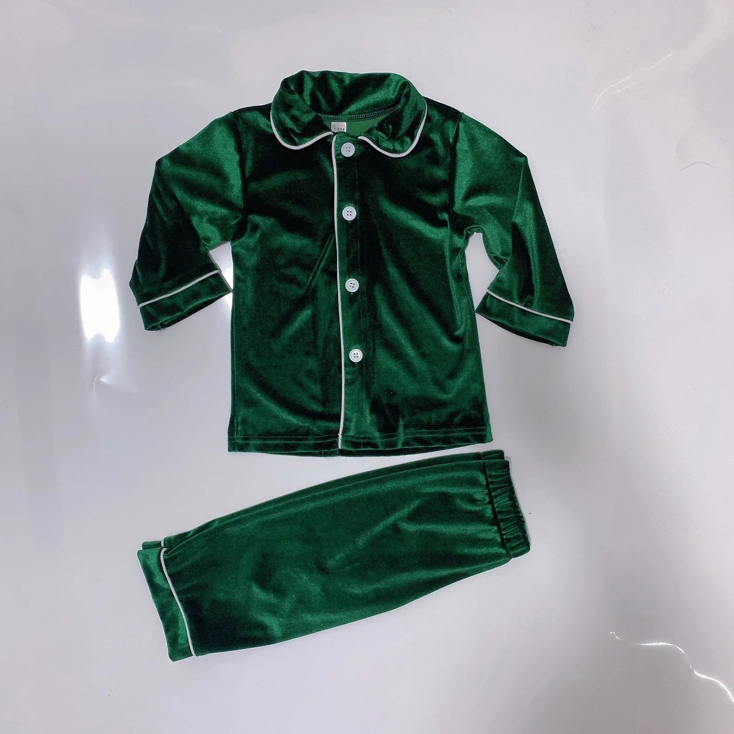 Personalised luxury green velvet boys pyjamas