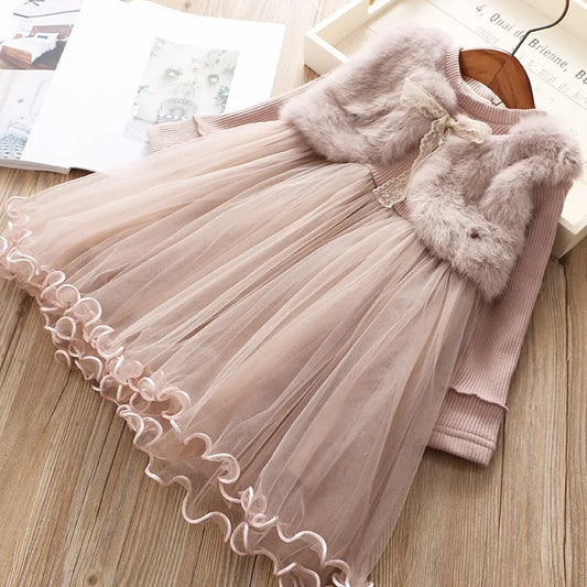 Pink fleece lined tulle dress