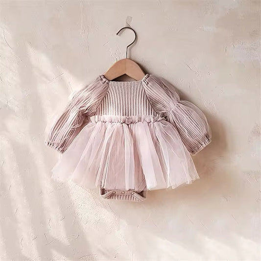 Ribbed tulle skirt romper